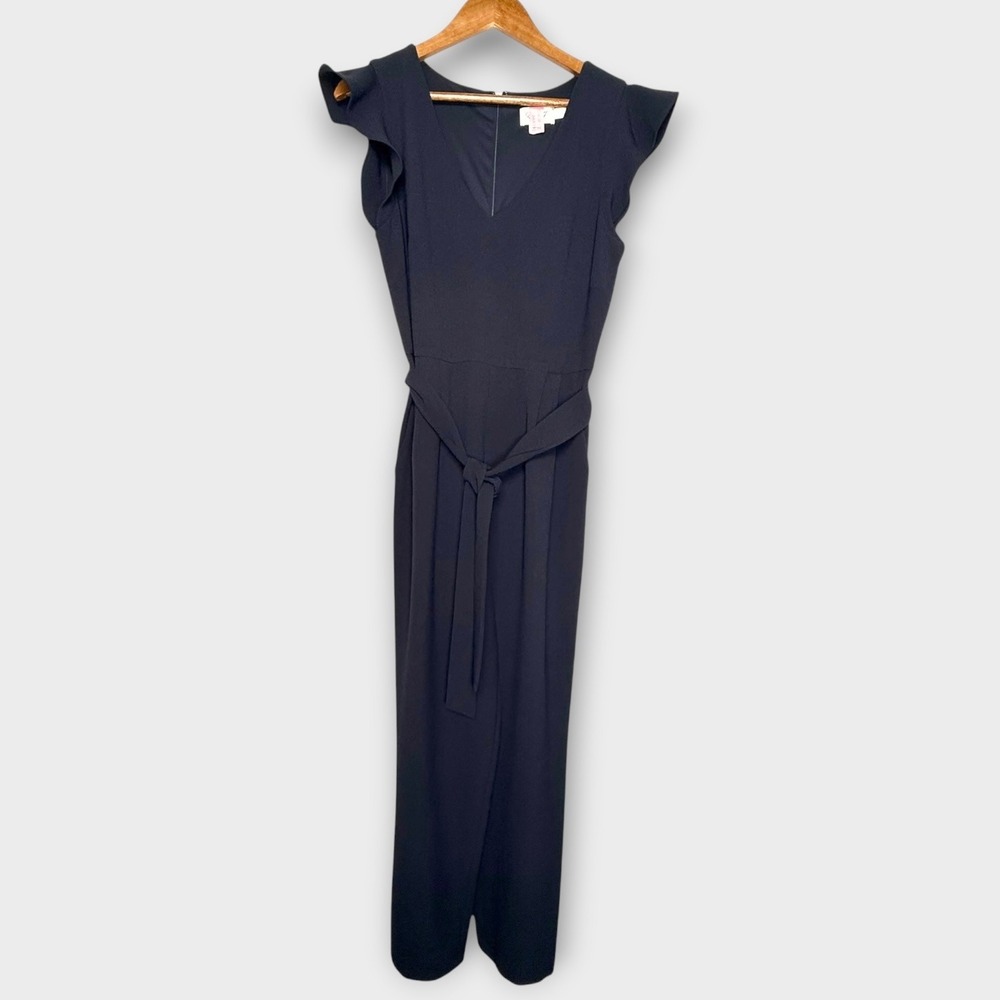 Eliza J Navy Jumpsuit Romper One Piece Pants Flutter Sleeves Navy‎ Blue Dressy 8